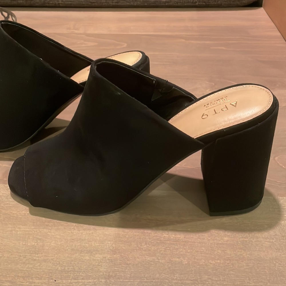 Brand new black suede mule
